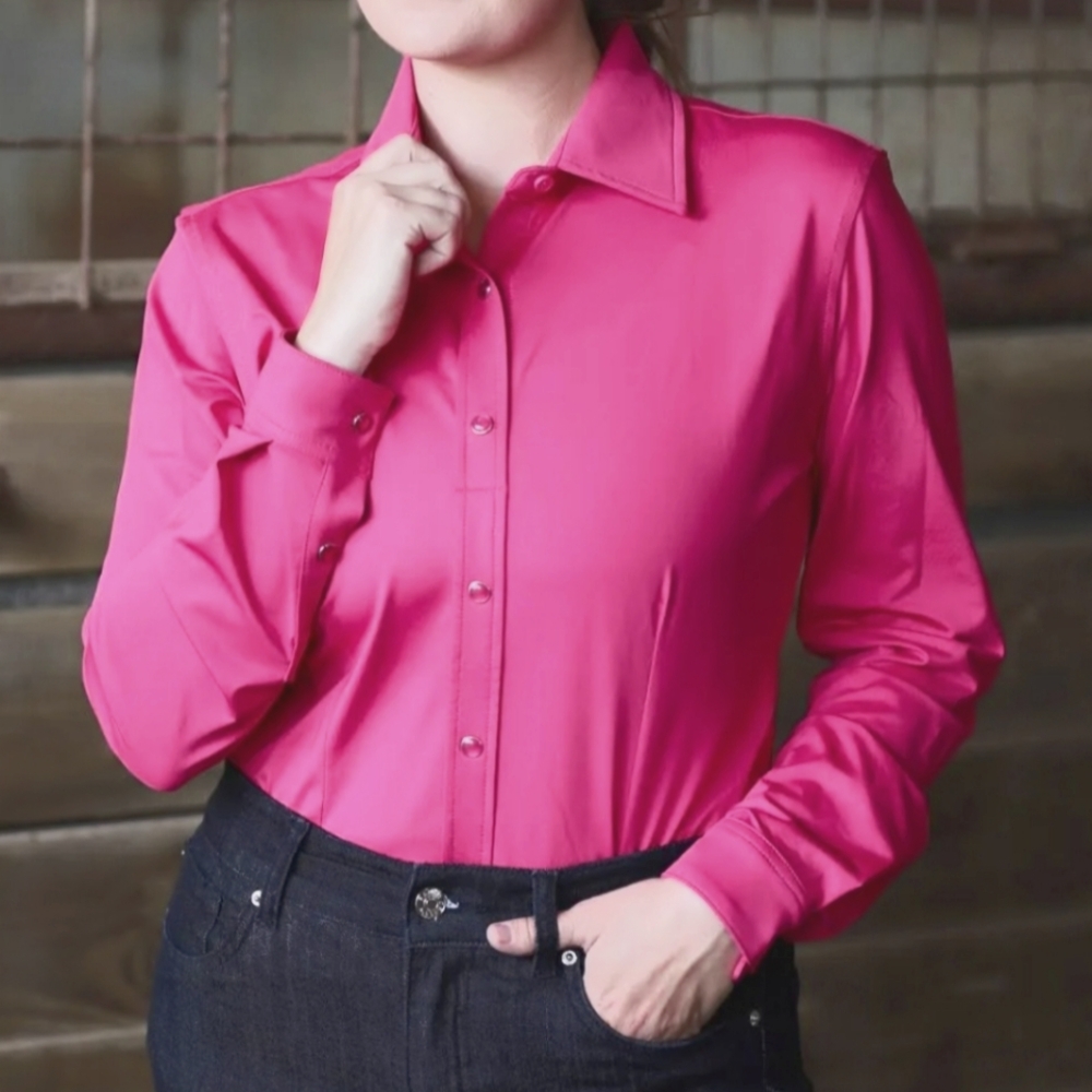 Ranch Dressi'n Women's Pink Performance Rodeo Shirt Size 1XL